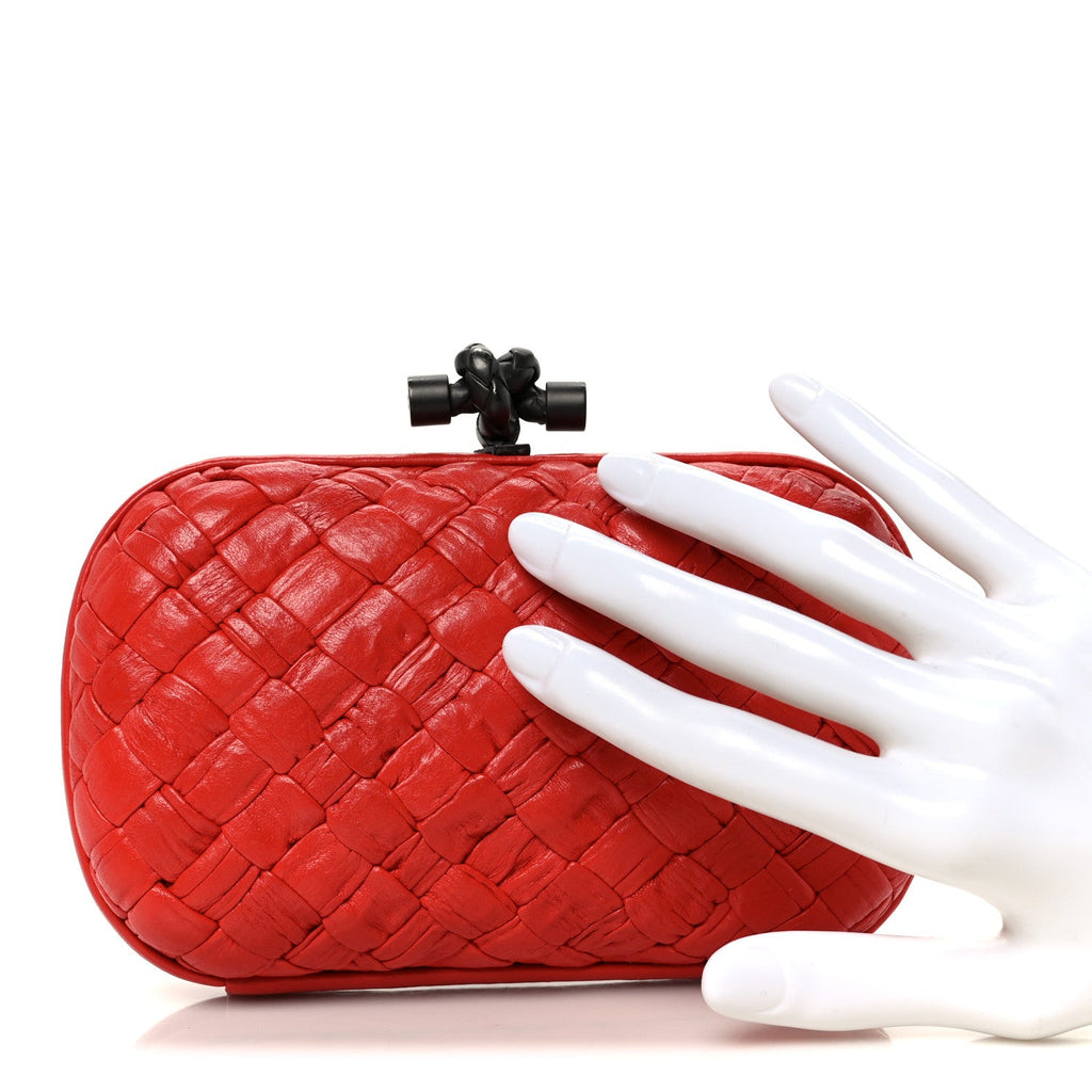 Nappa Intrecciato Knot Clutch Red