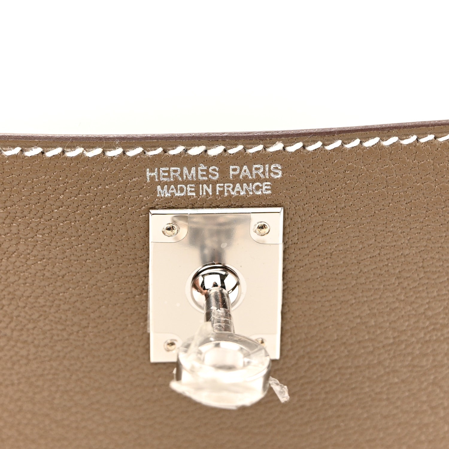 Chevre Mysore Verso Mini Kelly Sellier 20 Etoupe New White