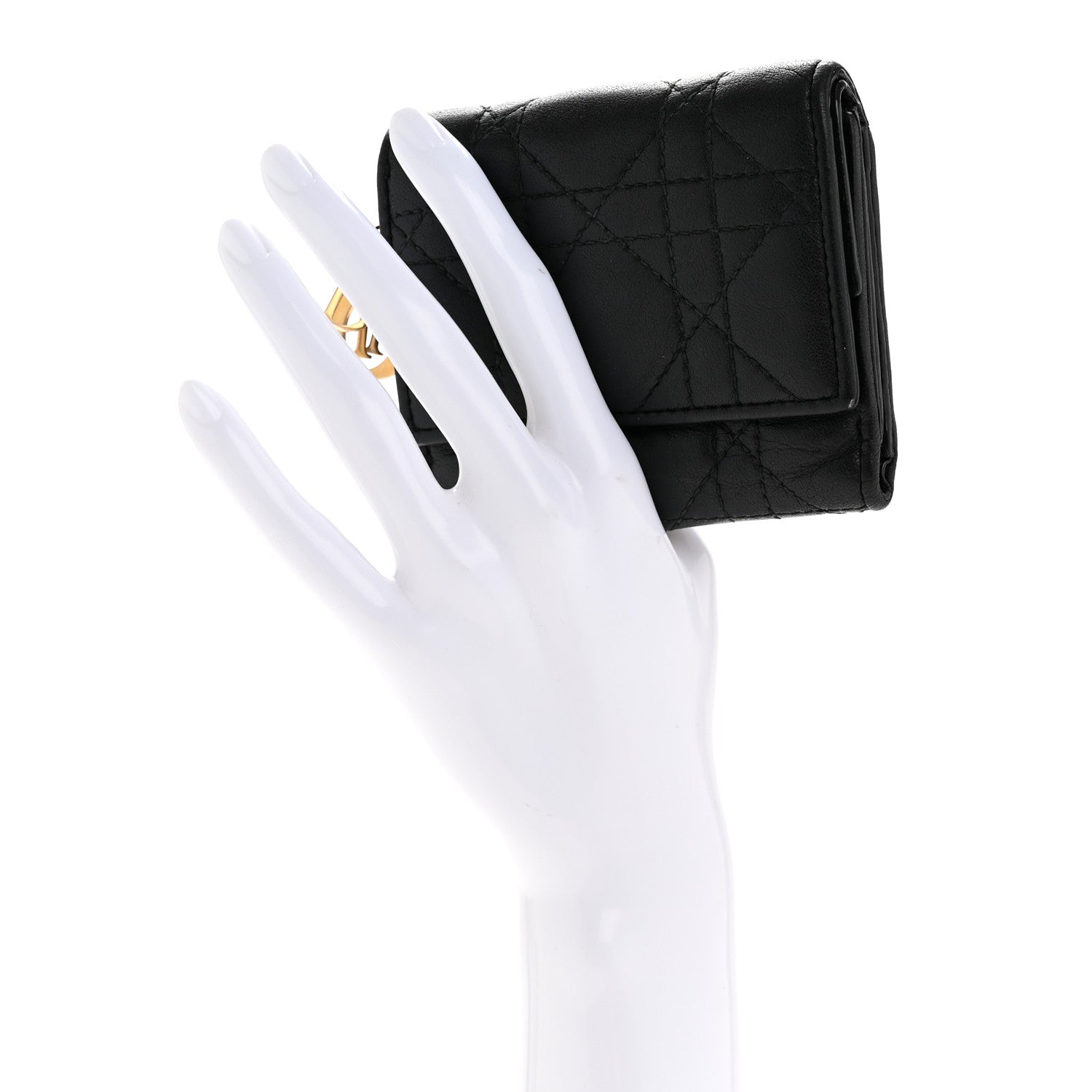 Lambskin Cannage Lady Dior Lotus Wallet Black