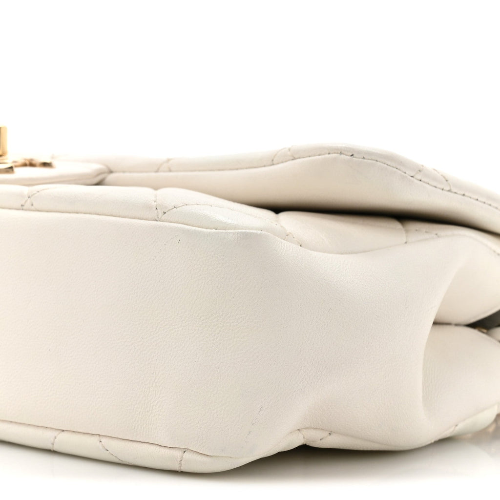 Lambskin Quilted Resin Bi-Color Chain Flap Bag White