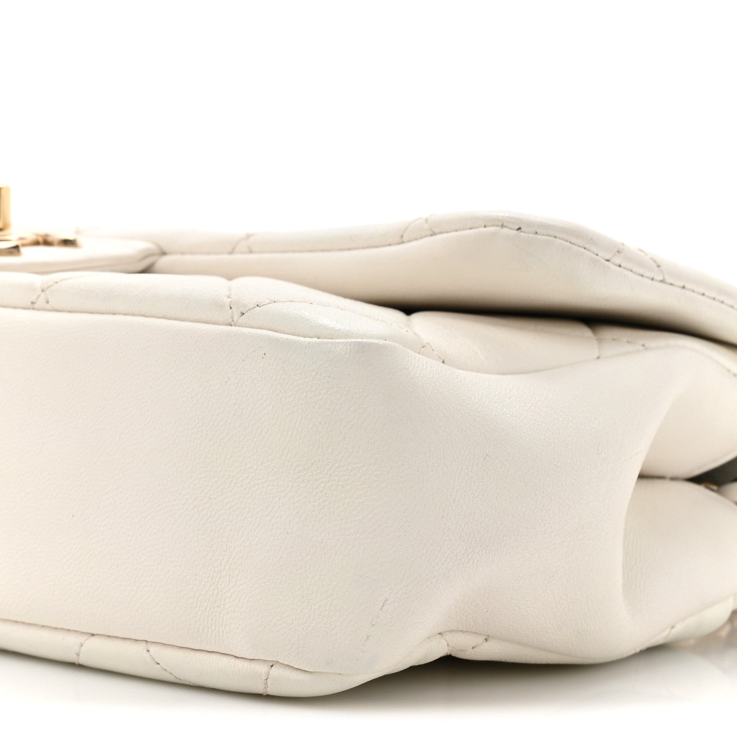 Lambskin Quilted Resin Bi-Color Chain Flap Bag White