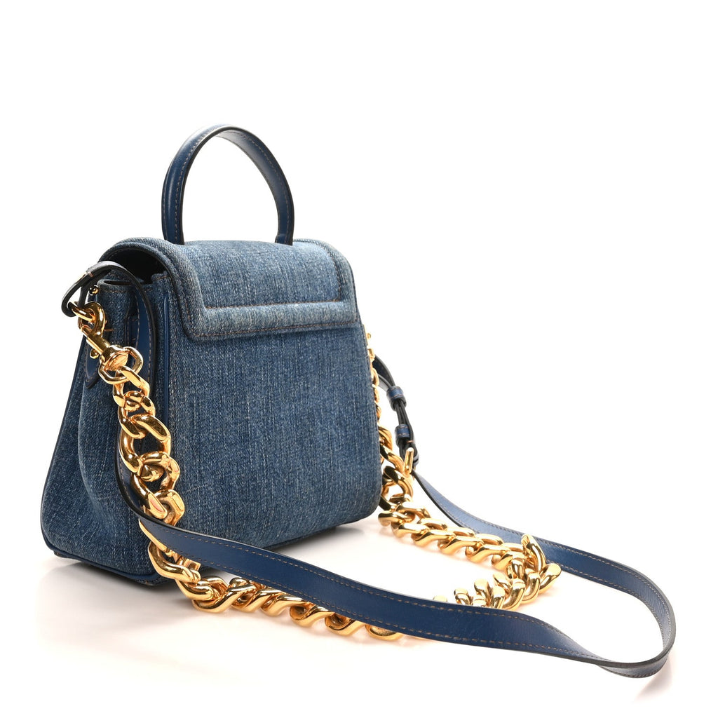 Denim La Medusa Chain Tote Navy Blue