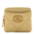 Lambskin Quilted Chanel 19 Zip  Holder Wallet Light Green