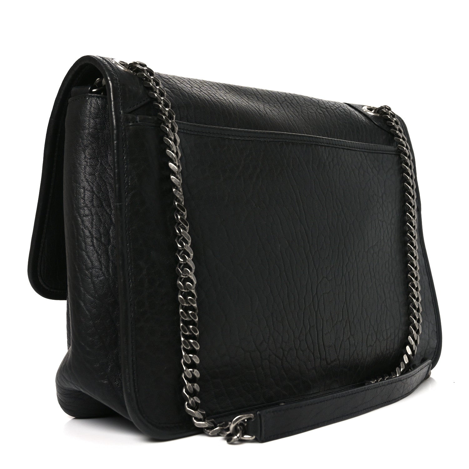 Grained Lambskin Monogram Large Niki Chain Satchel Black