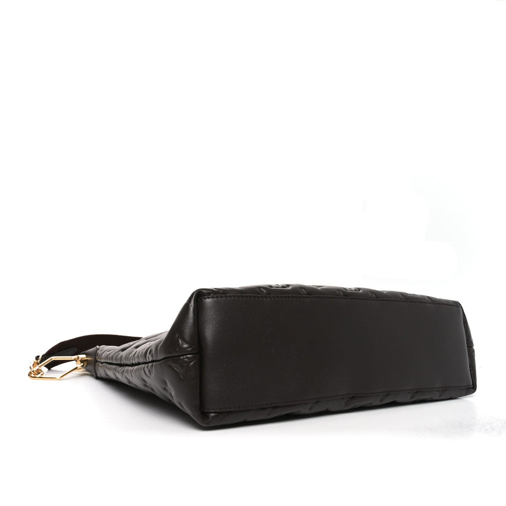 Calfskin Embossed Monogram Coussin Hobo MM Chocolate