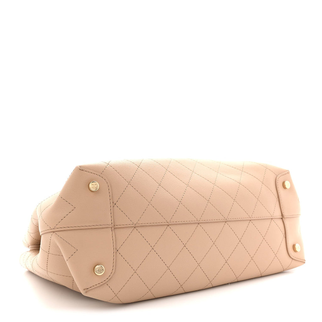 Calfskin Large Serial Shopper Tote Beige