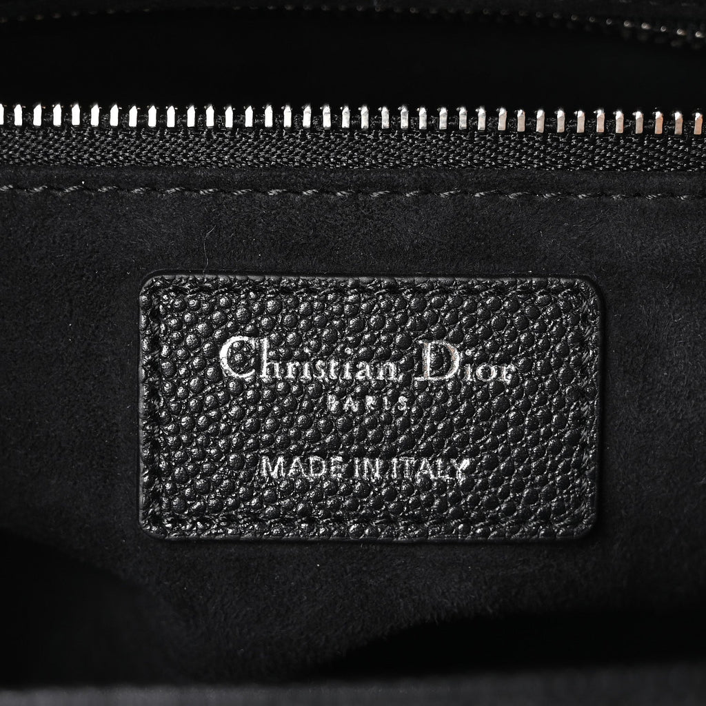 Grained Calfskin Cannage Medium Lady Dior Black