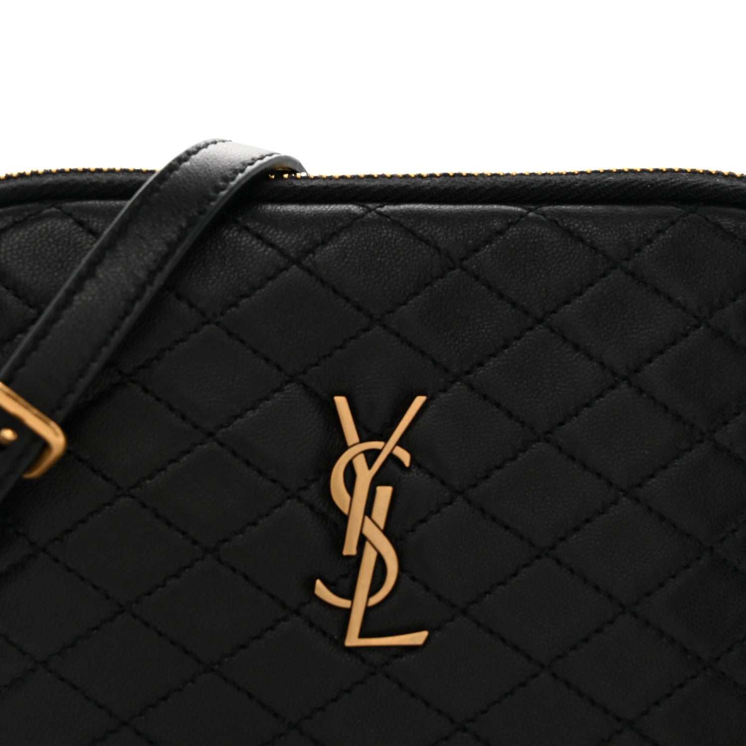 Lambskin Quilted Gaby Zipped Pouch Black