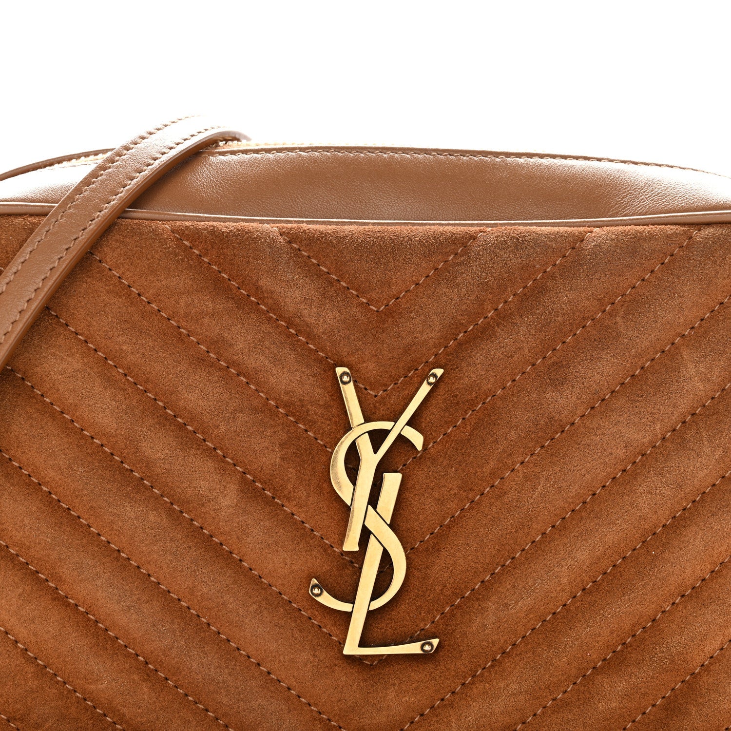 Suede Matelasse Monogram Lou Camera Bag Cinnamon