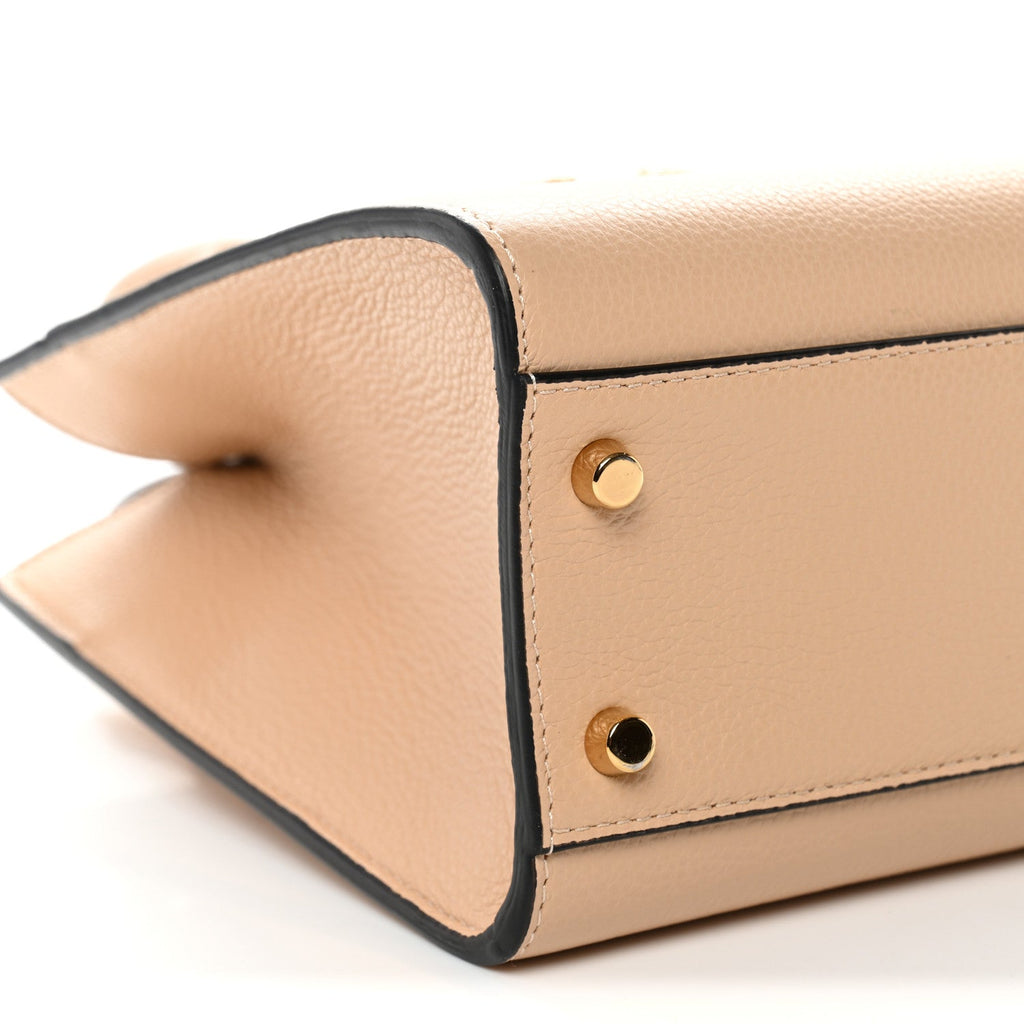 Grainy Calfskin Virtus Top Handle Tote Beige