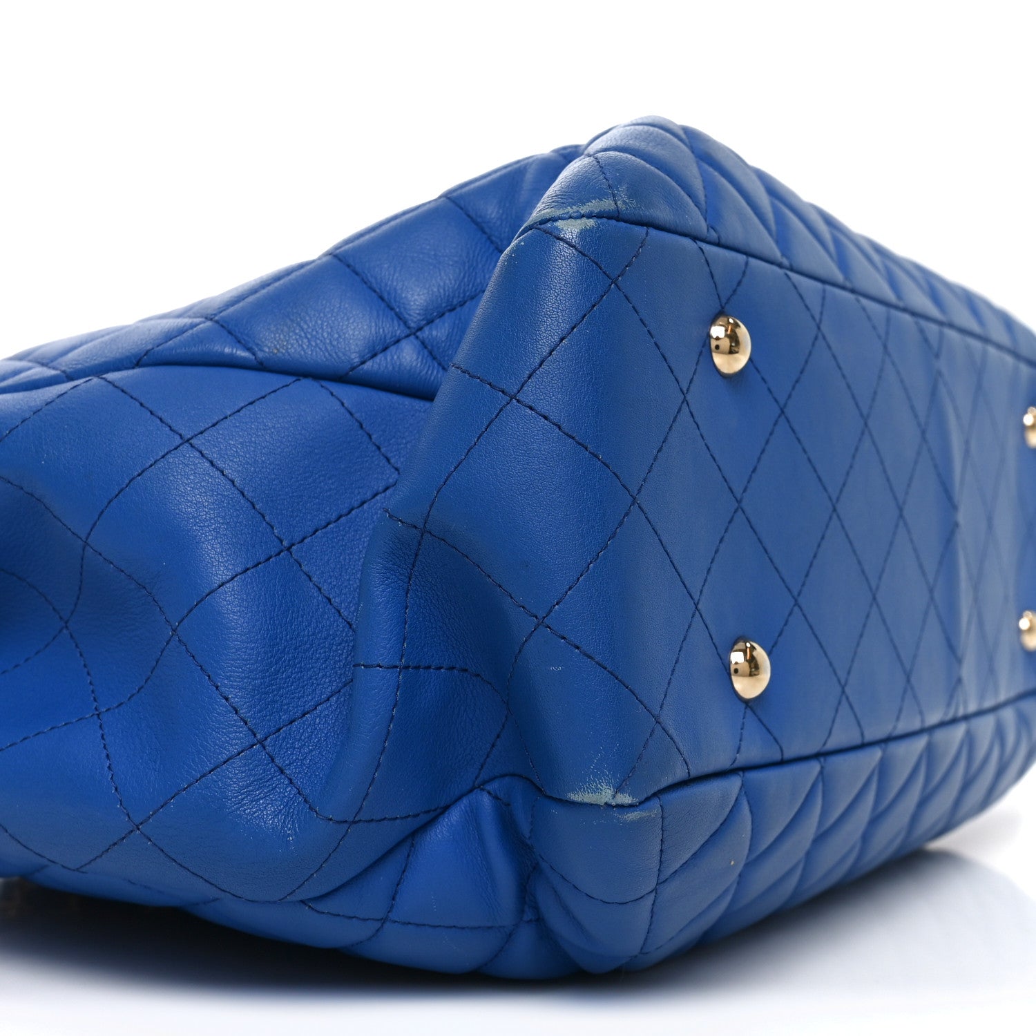 Calfskin Quilted Large CC Shopping Tote Blue