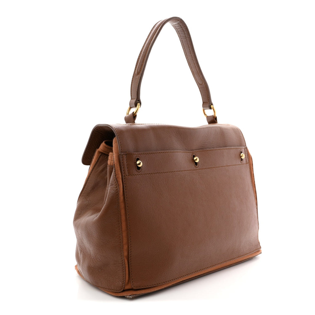 Calfskin Canvas Medium Muse Two Brown