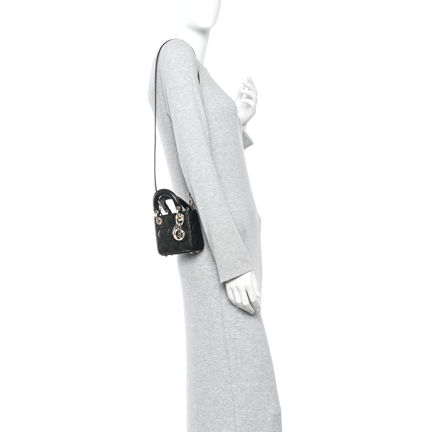 Lambskin Cannage Micro Lady Dior Black