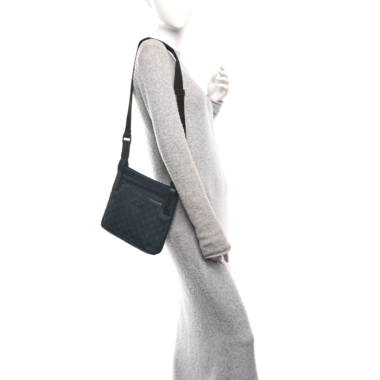 Monogram Flat Messenger Bag Black