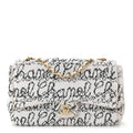 Sequin Logo Medium Flap White Black