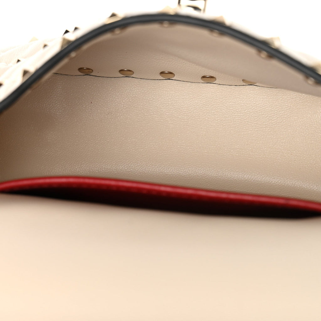 Nappa Small Rockstud Spike Shoulder Bag Light Ivory