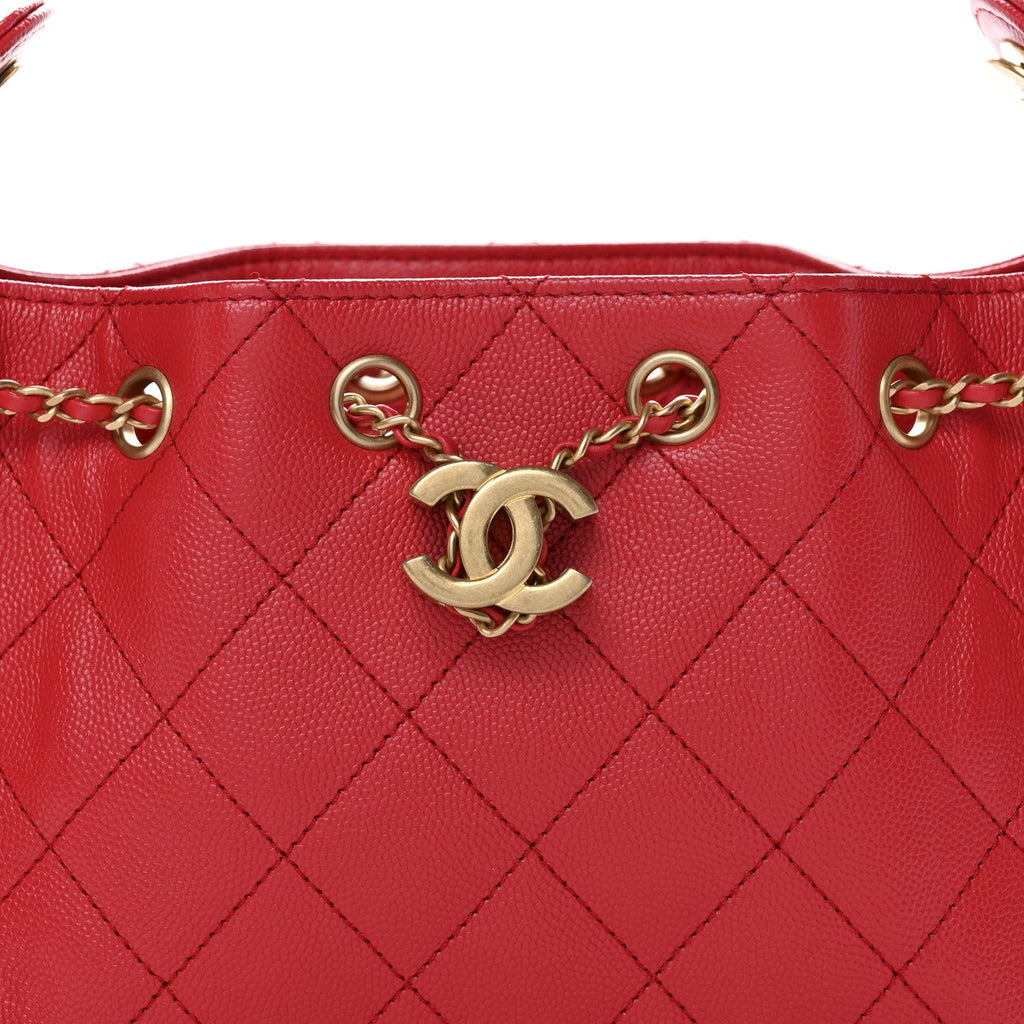 Caviar Quilted Mini Chanel 25 Handbag Red