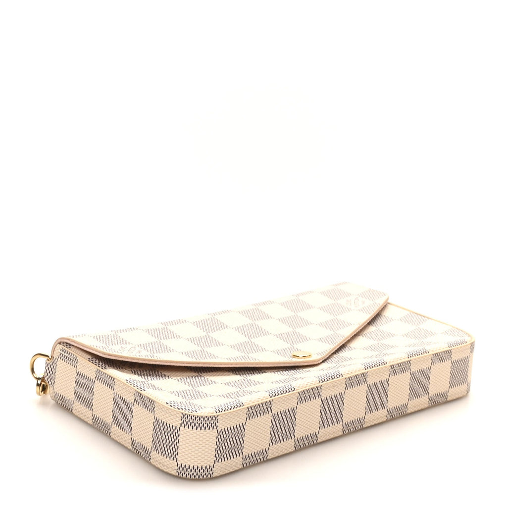 Damier Azur Pochette Felicie Chain Wallet Rose Ballerine