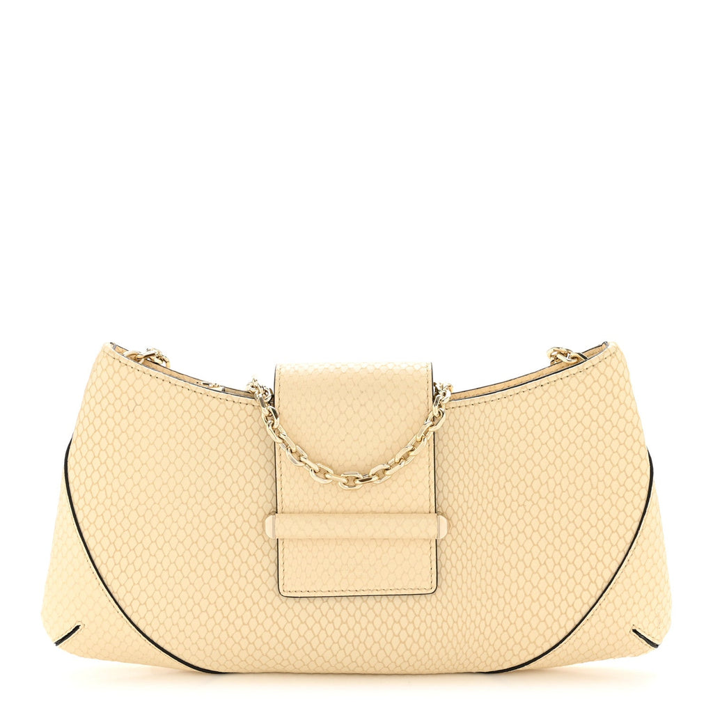 Elaphe Snakeskin Printed Bar Slim Clutch Buttermilk