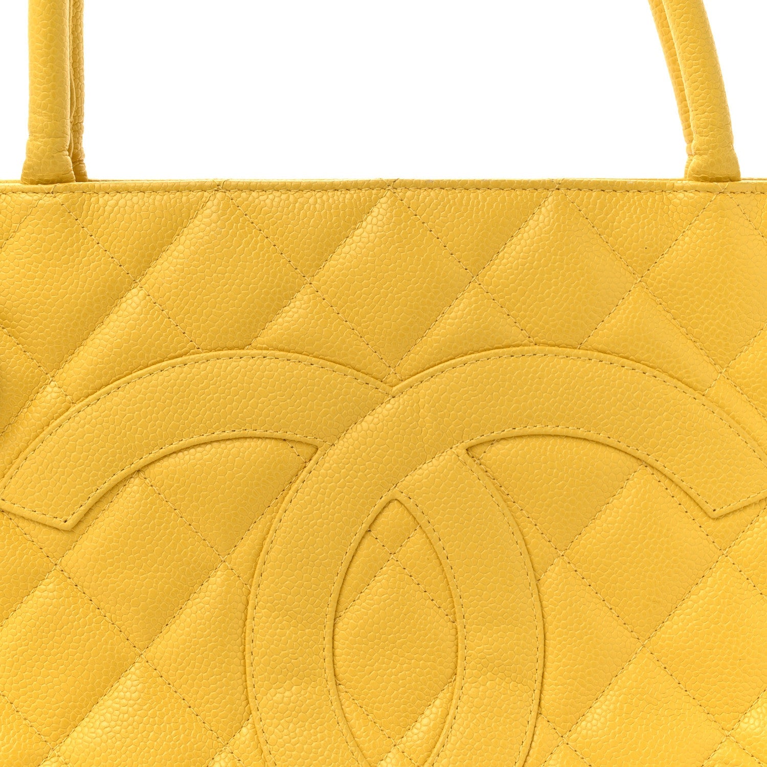 Caviar Quilted Medallion Tote Yellow