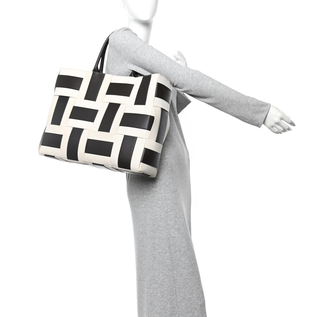 Canvas Nappa Maxi Intrecciato Large Arco Tote Natural Fondant