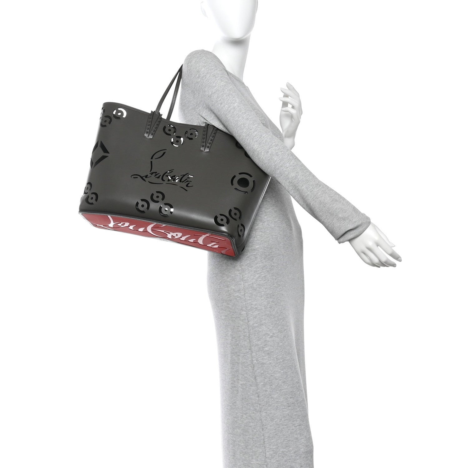 Calfskin Paris CL Logo Perforated Cabata Tote Rocket