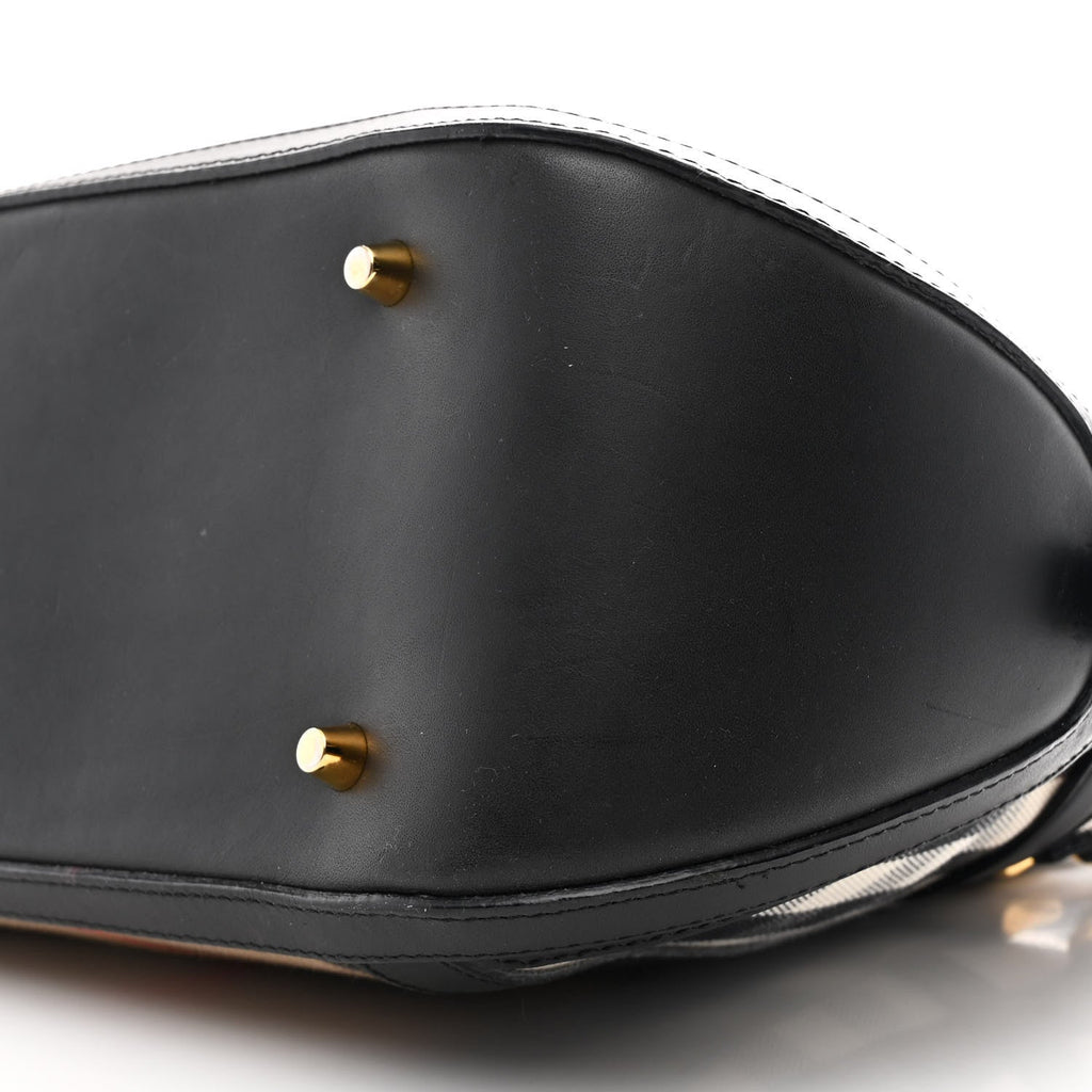 Bridle Calfskin House Check Small Orchard Bowling Bag Black
