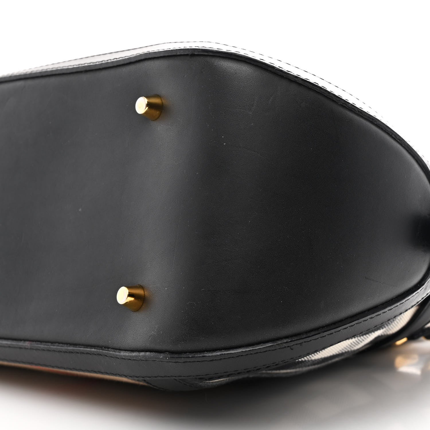 Bridle Calfskin House Check Small Orchard Bowling Bag Black