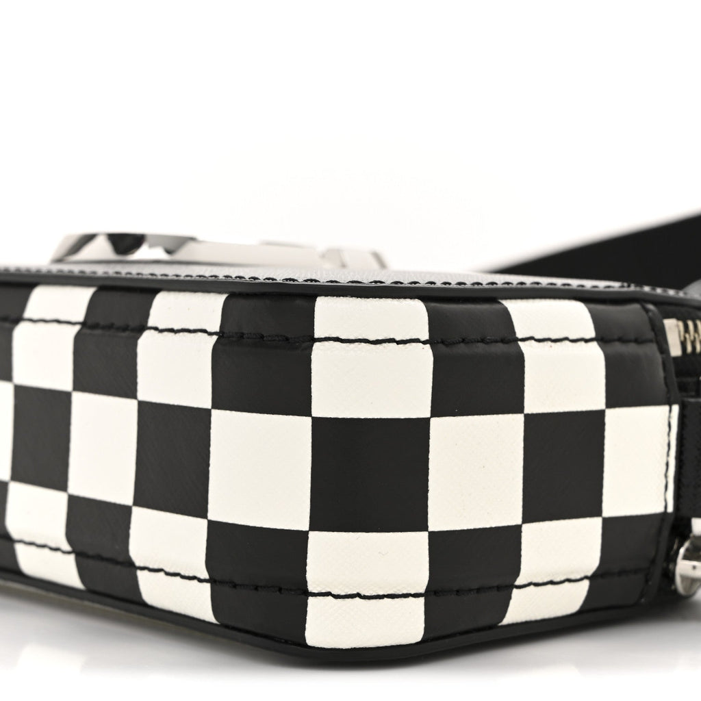 X Bloomingdales 150th Anniversary Saffiano Small Snapshot Camera Bag Black White