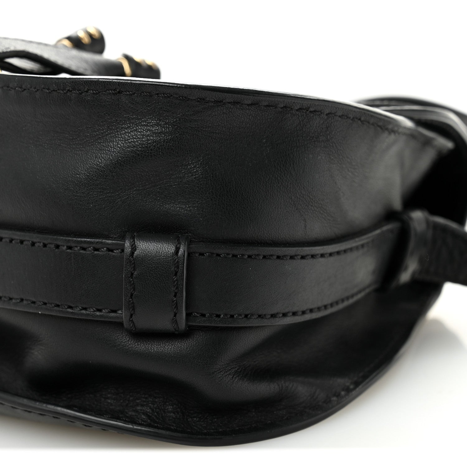 Calfskin Mini Marcie Metal Bar Trim Crossbody Bag Black