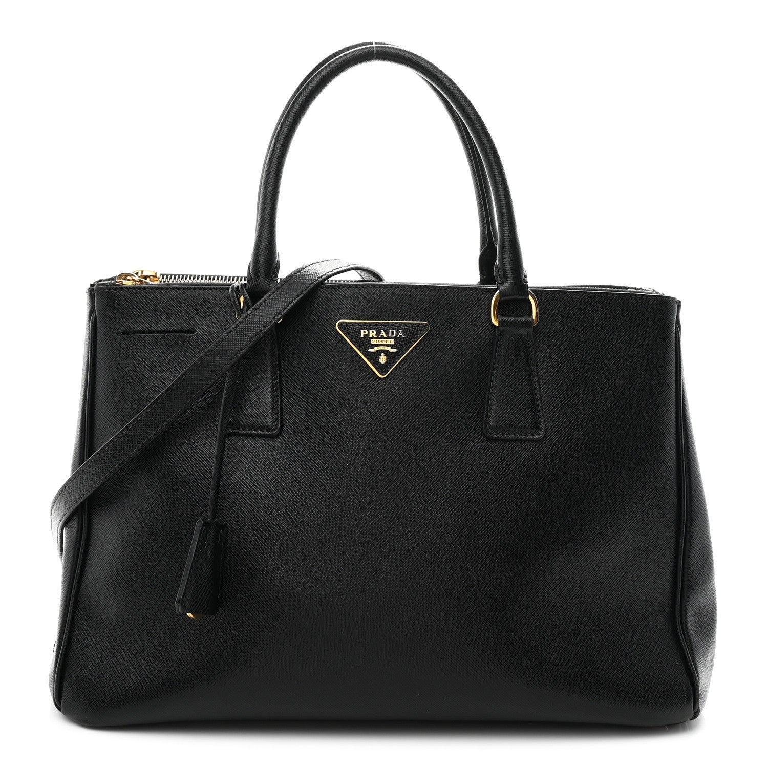 Saffiano Medium Galleria Double Zip Tote Black