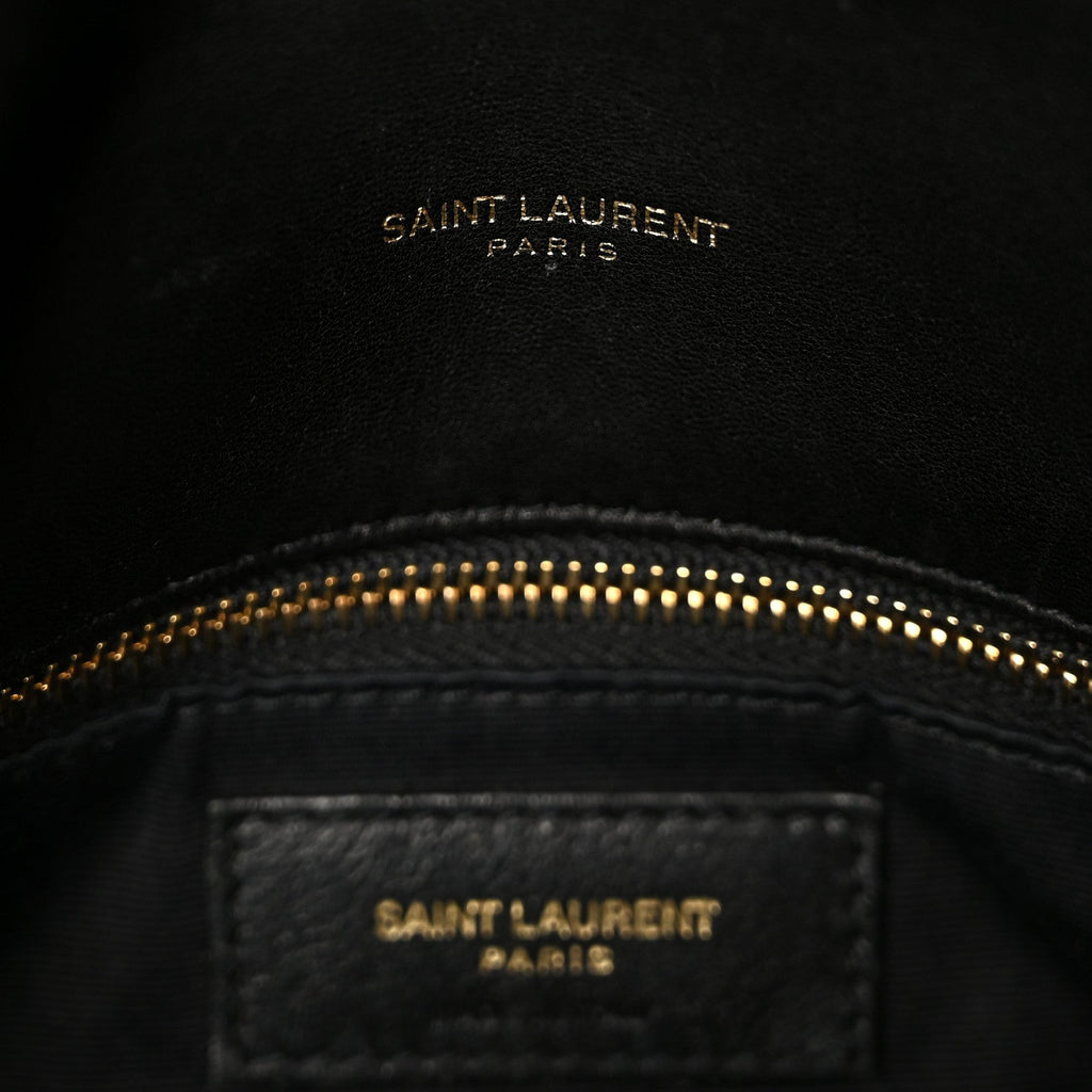 Lambskin Quilted Small Loulou Puffer Monogram Chain Satchel Black