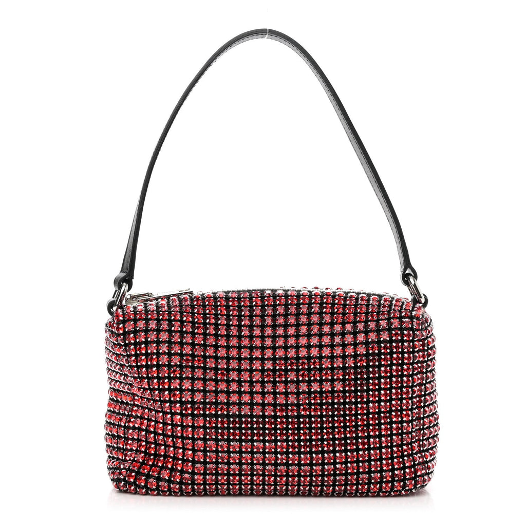 Mesh Crystal Rhinestone Mini Heiress Pouch Red