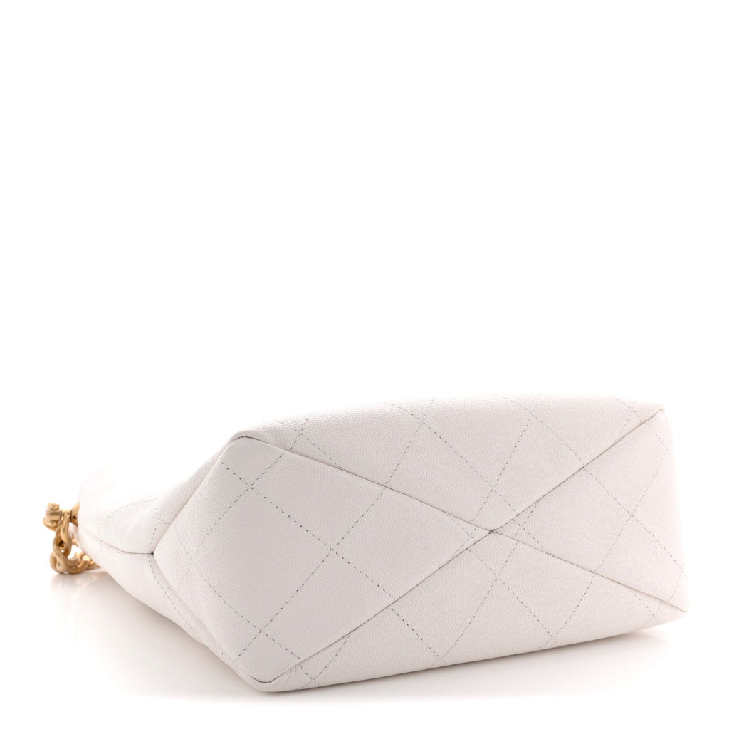 Caviar Quilted Hobo White
