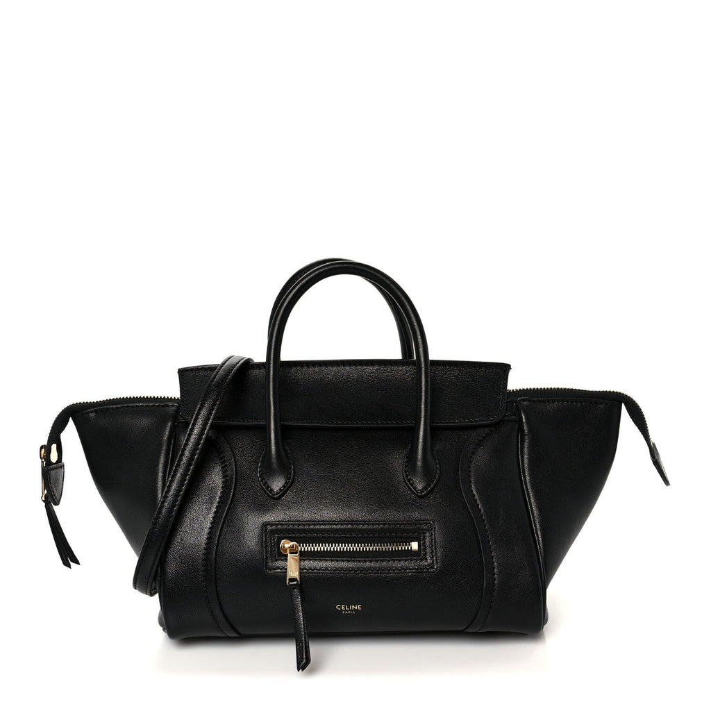 Supple Shiny Lambskin Little New Luggage Black