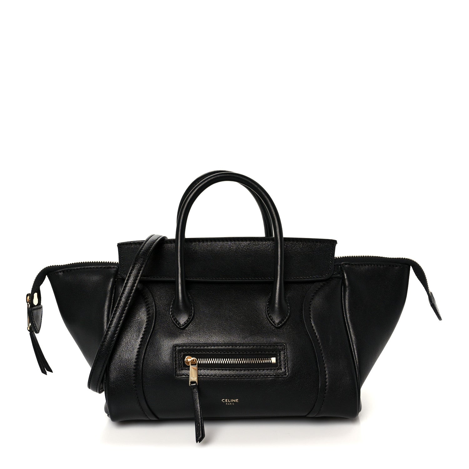 Supple Shiny Lambskin Little New Luggage Black