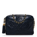 Lambskin Quilted CC Tassel Camera Case Navy