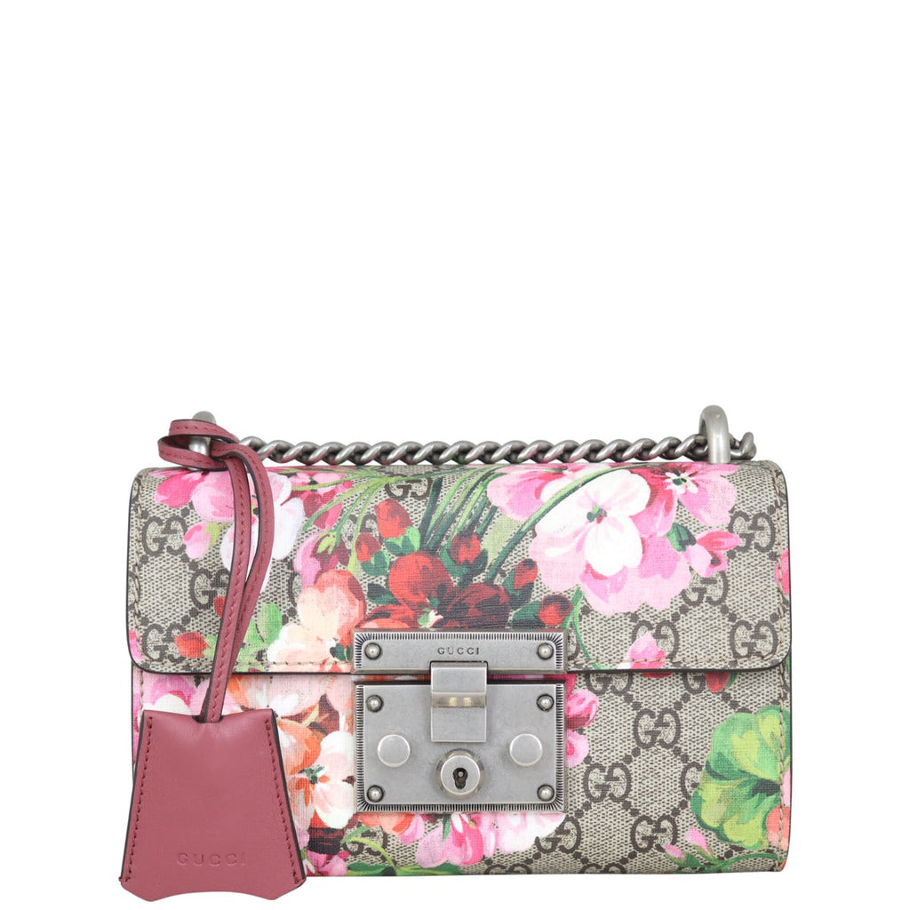 Gucci GG Supreme Blooms Padlock Small Shoulder Bag