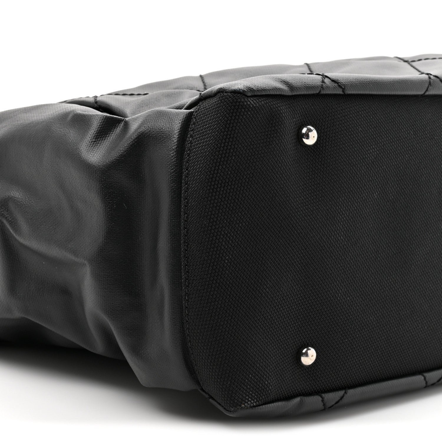Coated Canvas Quilted Large Paris Biarritz Tote Black