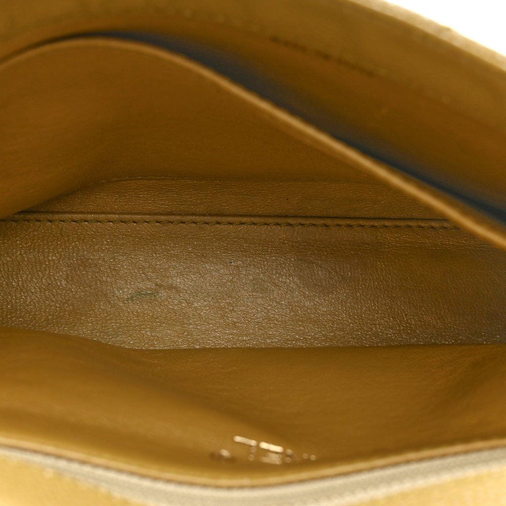 Metallic Caviar Quilted Medium Single Flap Beige