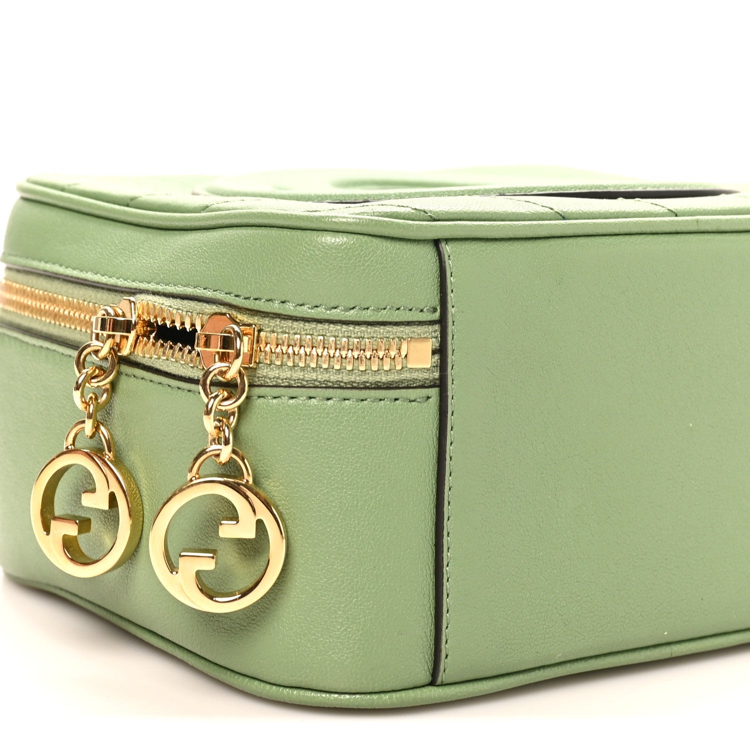 Sakai Be Green Calfskin Diagonal Stitched Small Blondie Shoulder Bag Light Green