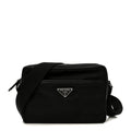 Tessuto Saffiano Pocket Double Zip Shoulder Bag Black