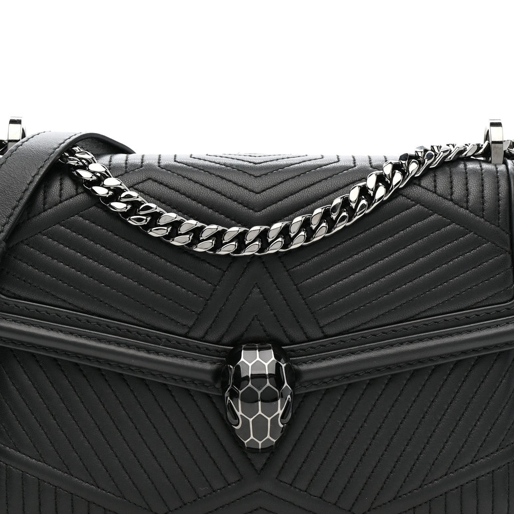 Quilted Nappa Smooth Calfskin Serpenti Forever Diamond Blast Shoulder Bag Black