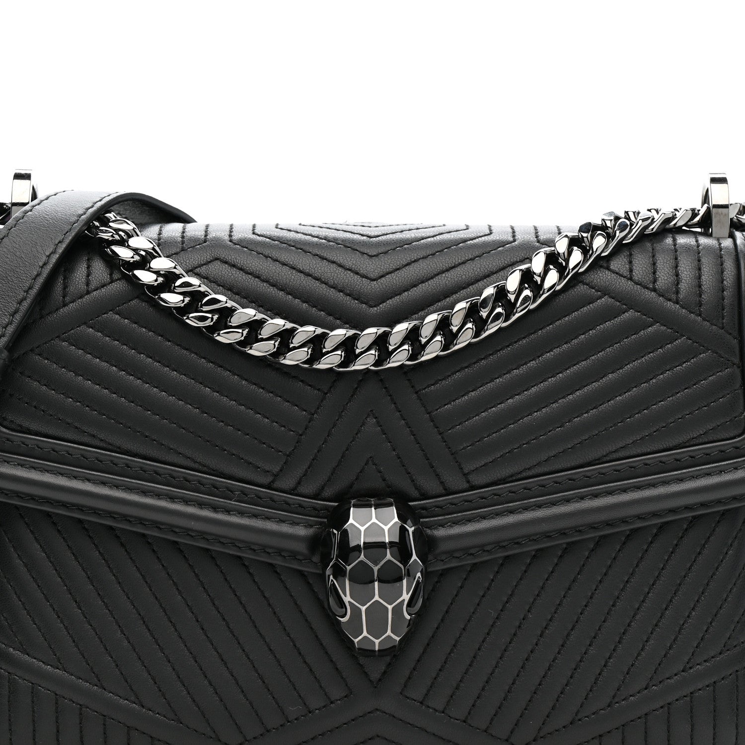 Quilted Nappa Smooth Calfskin Serpenti Forever Diamond Blast Shoulder Bag Black