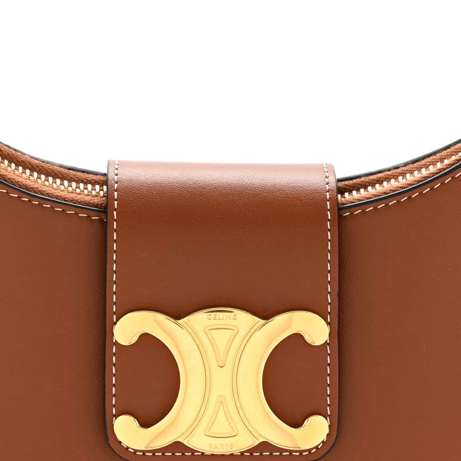 Smooth Calfskin Medium Strap Ava Triomphe Shoulder Bag Tan