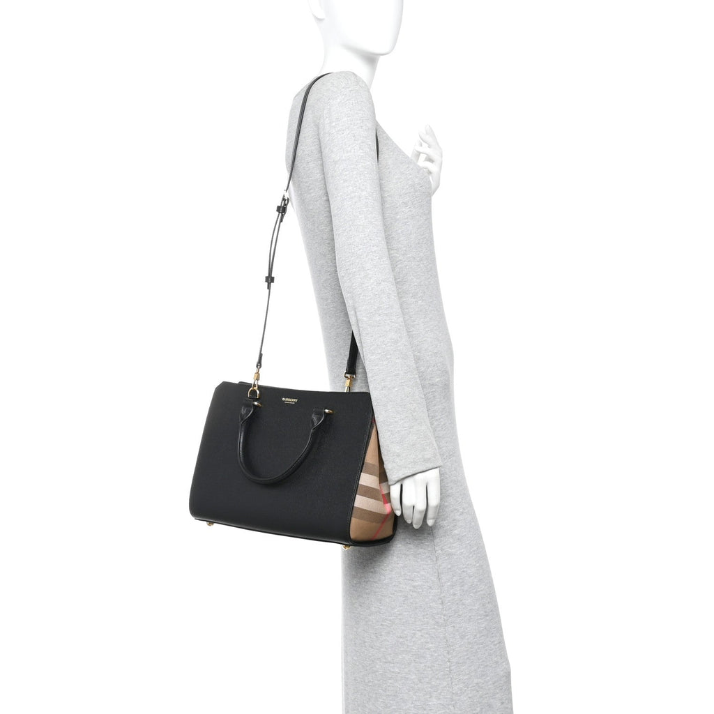 Calfskin Mega Check Small Banwell Tote Black