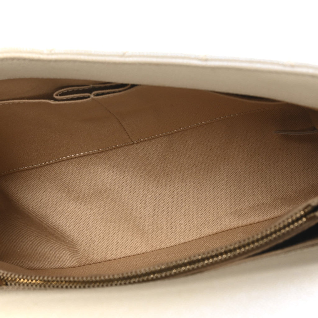 Iridescent Caviar Quilted Small Coco Handle Flap White