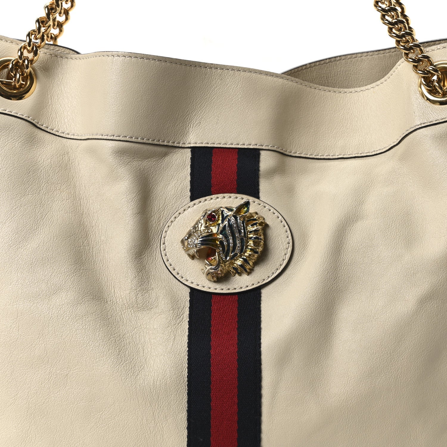 Calfskin Large Rajah Chain Tote White