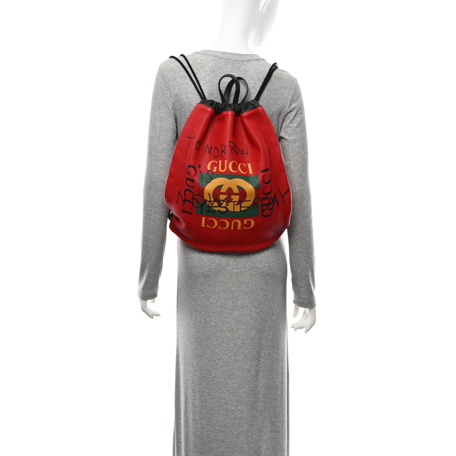 Calfskin Coco Capitan Logo Drawstring Backpack Hibiscus Red