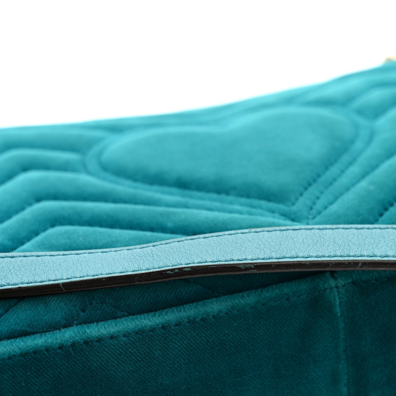 Velvet Matelasse Small GG Marmont Shoulder Bag Pavone Cyan